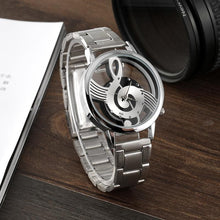 Load image into Gallery viewer, 2017 New Luxury Brand Fashion And Casual Music Note Notation Watch Stainless Steel Wristwatch For Men And Women Silver Watches