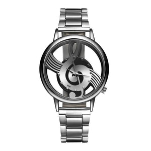 2017 New Luxury Brand Fashion And Casual Music Note Notation Watch Stainless Steel Wristwatch For Men And Women Silver Watches